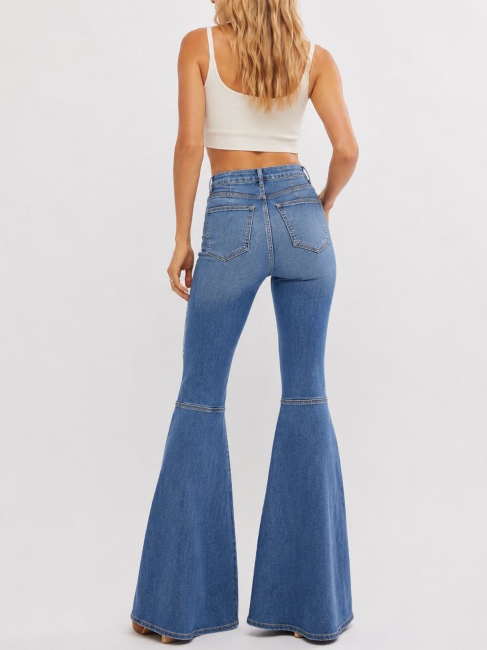Free People We The Free Just Float On Flare Jeans Jericho Blue High Rise Size 27